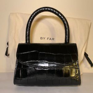 NWT By Far Mini Croco Bag in Black Embossed Leather